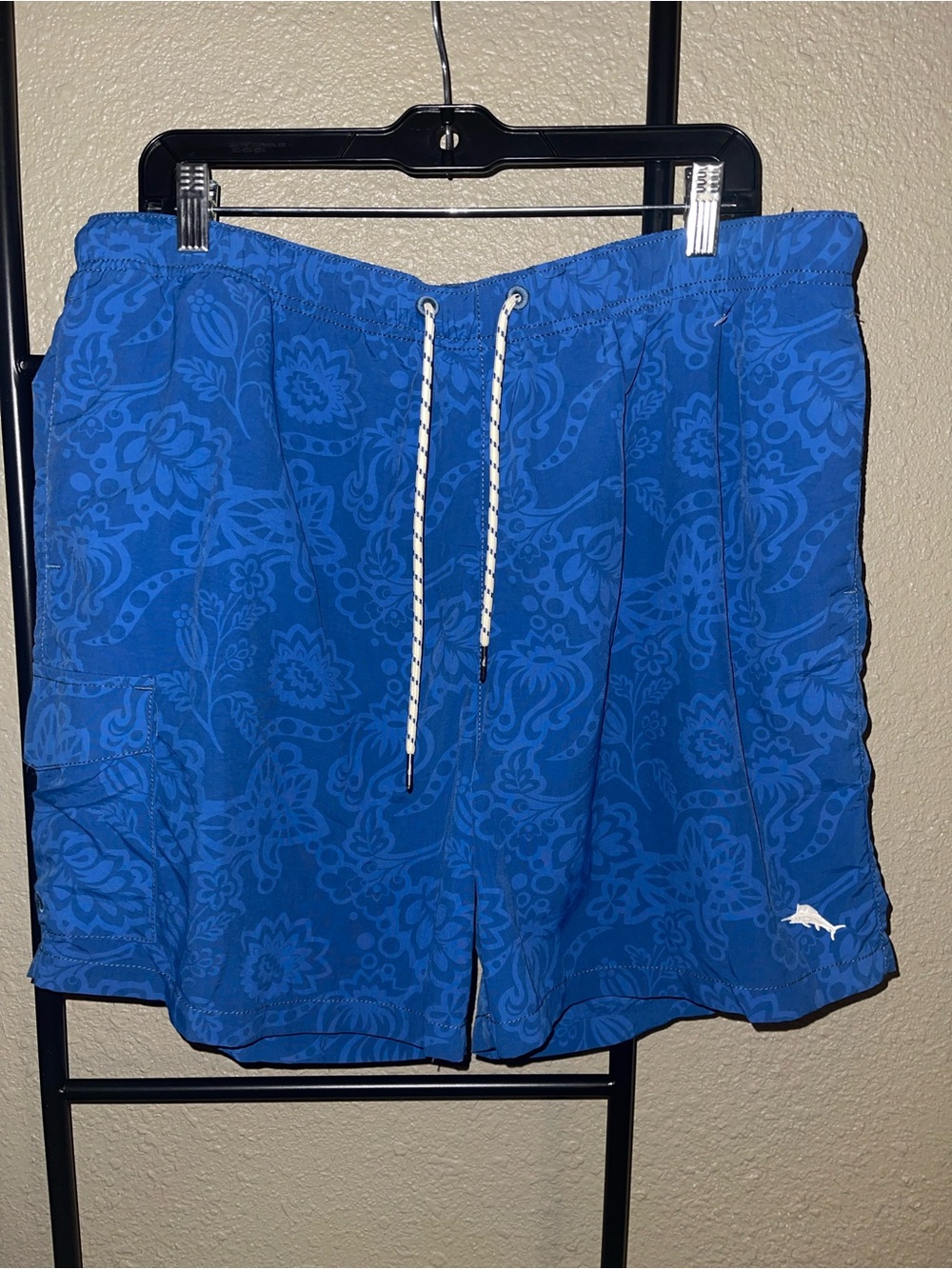 Tommy Bahama Blue Floral Men's Swim Shorts with Drawstring